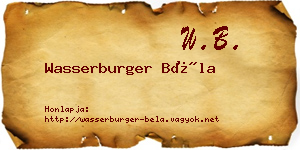 Wasserburger Béla névjegykártya